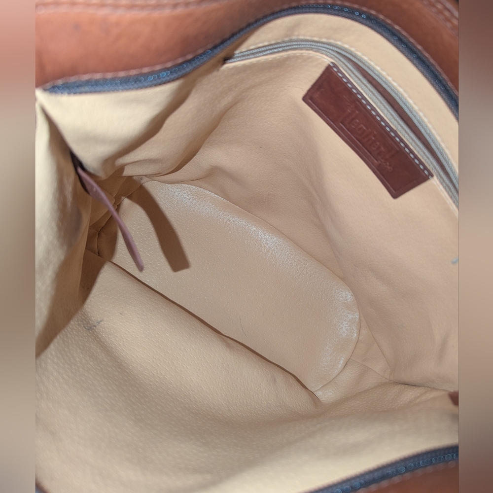 Vibrant Orange and Blue Mola Textile Bag With Leather Details. - Picture 10 of 10